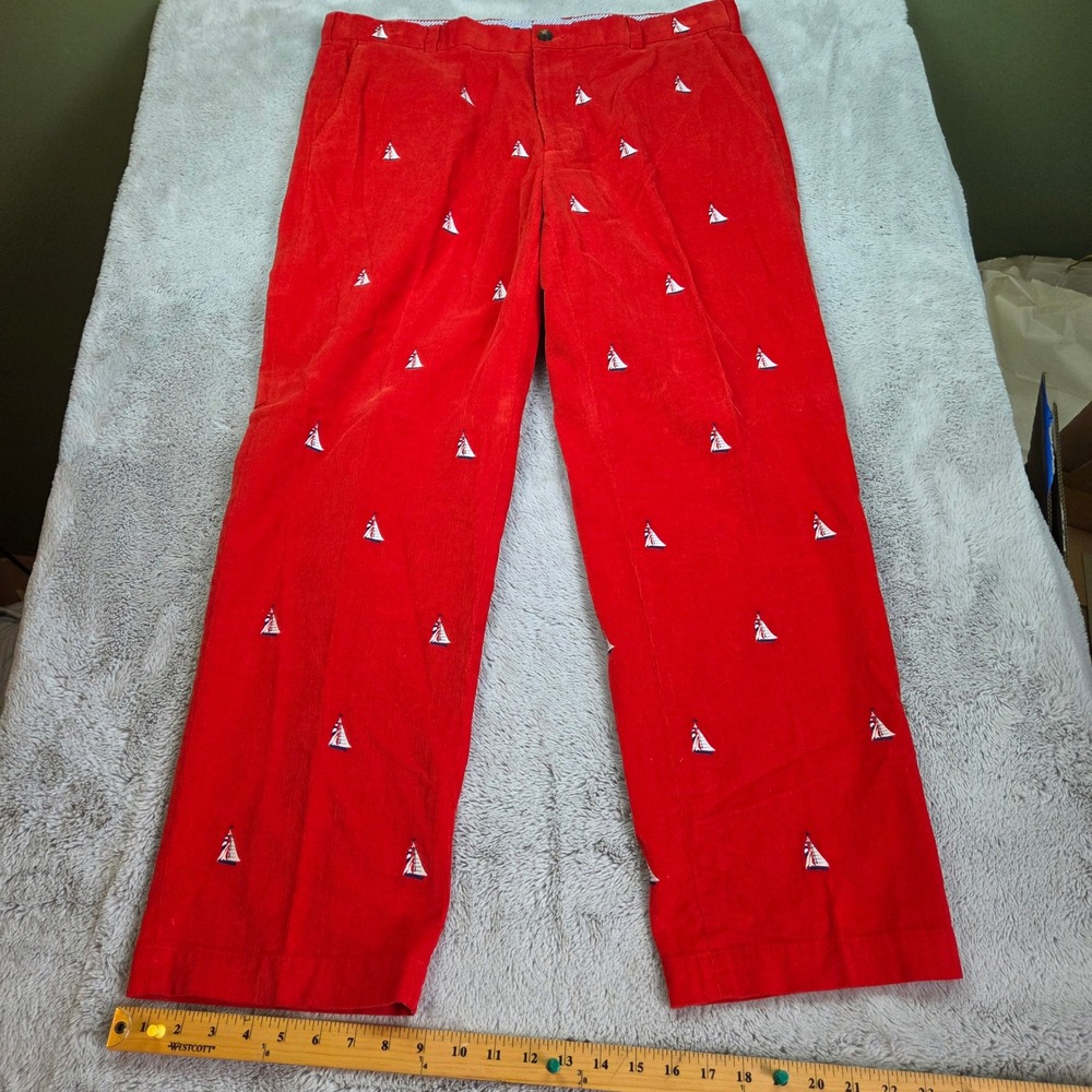 Brooks Brothers Corduroy Trousers Mens W40 Sailboat Embroidered Straight Leg Red
